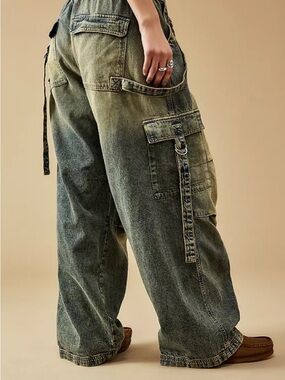 BDG Dark Navy Strappy Cargo Pants with Utility Pockets